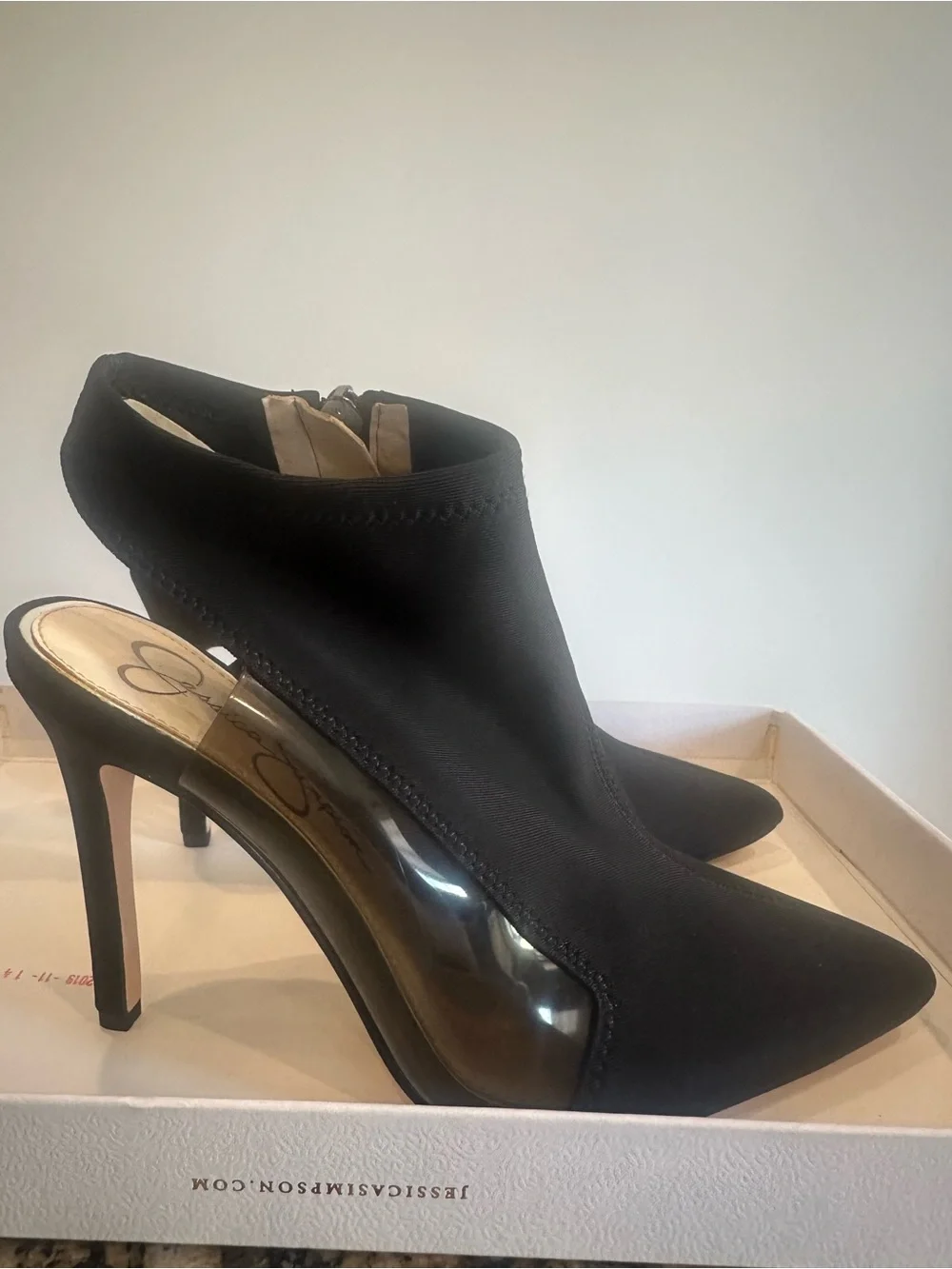 Jessica Simpson Black Pointed Slingback Stiletto Heels